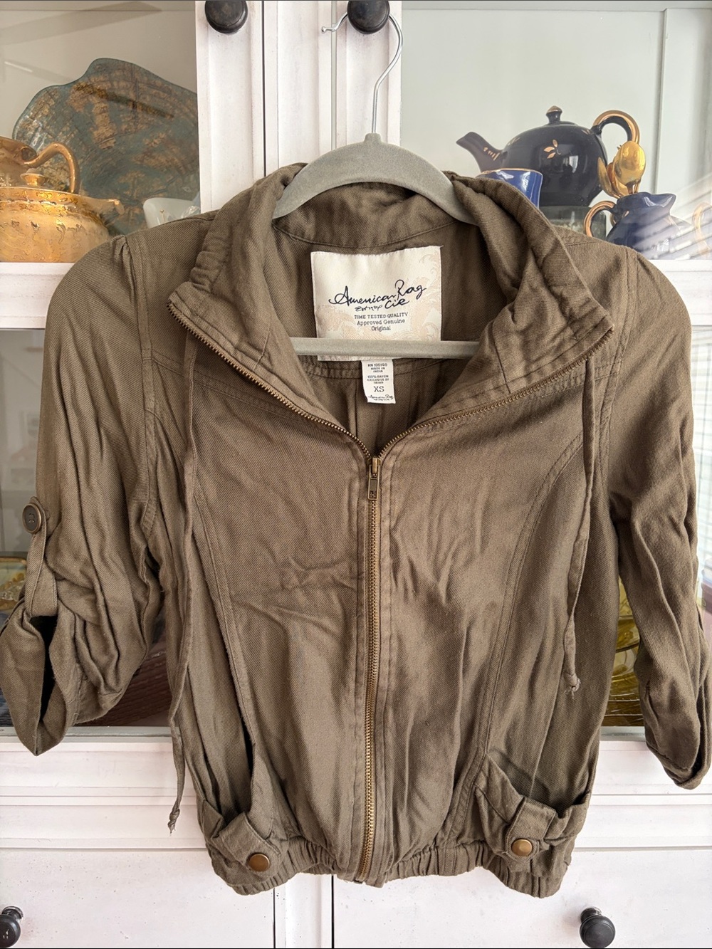 American Rag Olive Utility Zip-Front Jacket